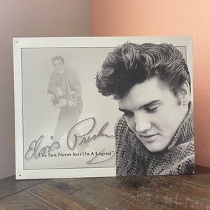Elvis Presley-The Sun Never Sets on a Legend- Metal Sign- 16"W x 12.5" H